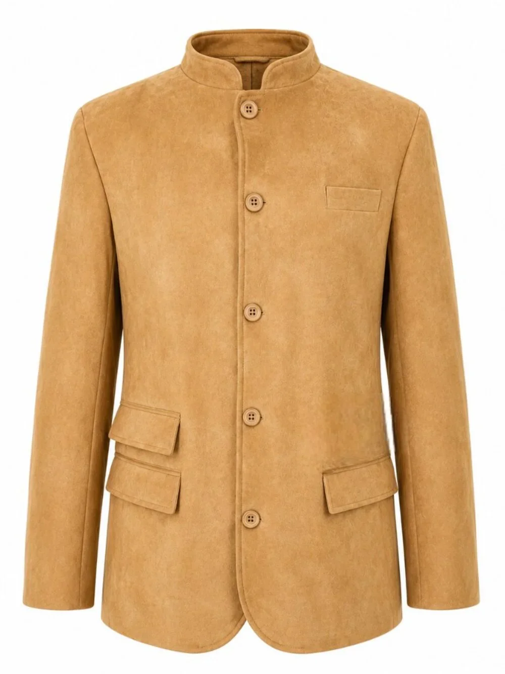 Mens Tan Mandarin Collar Utility Jacket New | 238